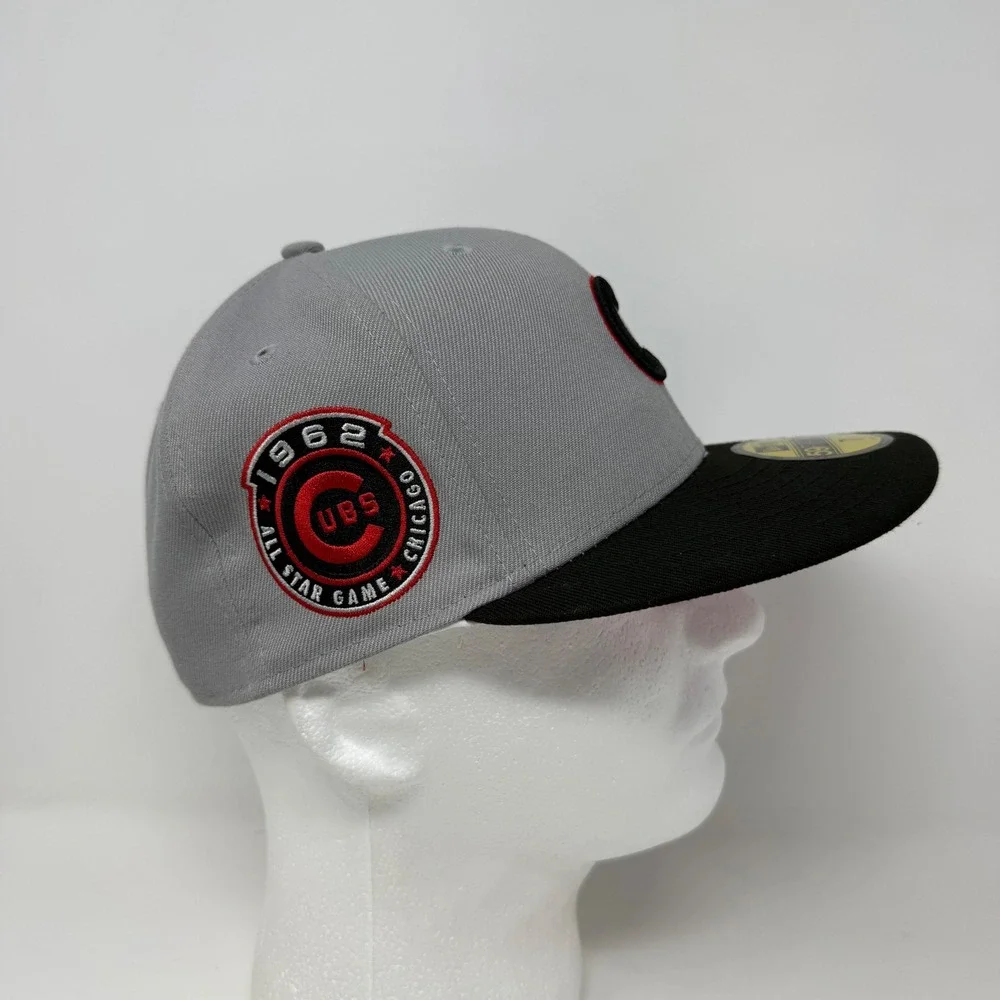 New Era 59FIFTY Chicago Cubs 1962 All Star Game Fitted Hat Grey Black Red Size 7